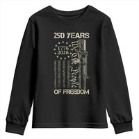 250 Years of Freedom Camo Flag Youth Sweatshirt We The People Second Amendment 1776-2026 Patriotic