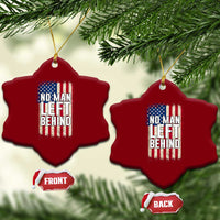 No Man Left Behind Patriotic Ceramic Ornament Distressed American Flag