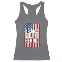 No Man Left Behind Patriotic Racerback Tank Top Distressed American Flag