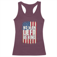 No Man Left Behind Patriotic Racerback Tank Top Distressed American Flag