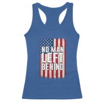 No Man Left Behind Patriotic Racerback Tank Top Distressed American Flag