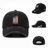 No Man Left Behind Patriotic Washed Cotton Baseball Cap Distressed American Flag