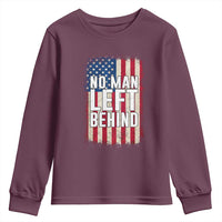 No Man Left Behind Patriotic Youth Sweatshirt Distressed American Flag