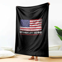 No Man Left Behind Distressed USA Flag Throw Blanket Patriotic US Military Brotherhood