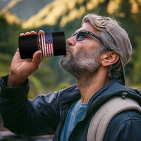 No Man Left Behind Distressed USA Flag 4 in 1 Can Cooler Tumbler Patriotic US Military Brotherhood