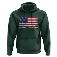 No Man Left Behind Distressed USA Flag Hoodie Patriotic US Military Brotherhood
