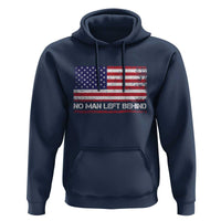 No Man Left Behind Distressed USA Flag Hoodie Patriotic US Military Brotherhood