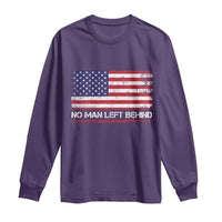 No Man Left Behind Distressed USA Flag Long Sleeve Shirt Patriotic US Military Brotherhood