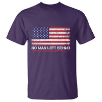 No Man Left Behind Distressed USA Flag T Shirt Patriotic US Military Brotherhood