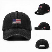 No Man Left Behind Distressed USA Flag Washed Cotton Baseball Cap Patriotic US Military Brotherhood