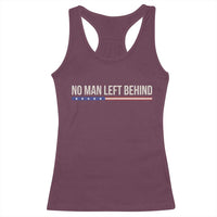 No Man Left Behind Minimalist Patriotic Flag Racerback Tank Top US Military Brotherhood Pride