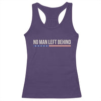 No Man Left Behind Minimalist Patriotic Flag Racerback Tank Top US Military Brotherhood Pride