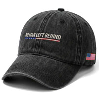 No Man Left Behind Minimalist Patriotic Flag Washed Cotton Baseball Cap US Military Brotherhood Pride