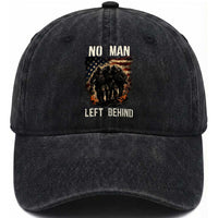 No Man Left Behind Soldiers Brotherhood Washed Cotton Baseball Cap American Flag US Military