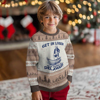 Get In Loser We are Crossing The Delaware Ugly Christmas Sweater Funny George Washington Nautical Humor Graphic