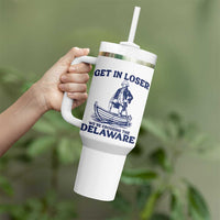 Get In Loser We are Crossing The Delaware Tumbler With Handle Funny George Washington Nautical Humor Graphic