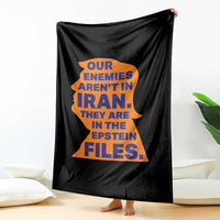 Our Enemies Aren't In Iran Throw Blanket Epstein Files Silhouette Political Satire