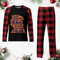 Our Enemies Aren't In Iran Plaid Pajama Set Epstein Files Silhouette Political Satire