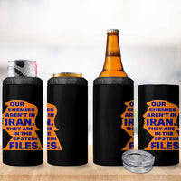 Our Enemies Aren't In Iran 4 in 1 Can Cooler Tumbler Epstein Files Silhouette Political Satire
