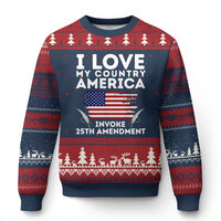 I Love My Country Invoke 25th Amendment Ugly Christmas Sweater Distressed Flag Patriotic Political Satire