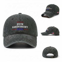 25th Amendment Now Patriotic Washed Cotton Baseball Cap Red White and Blue Political Satire