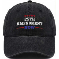 25th Amendment Now Patriotic Washed Cotton Baseball Cap Red White and Blue Political Satire