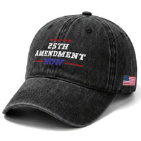 25th Amendment Now Patriotic Washed Cotton Baseball Cap Red White and Blue Political Satire