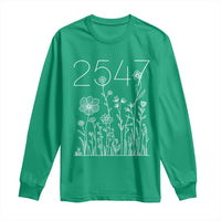 25 47 Floral Wildflower Subtle Graphic Long Sleeve Shirt Political Satire Patriotic 25th Amendment