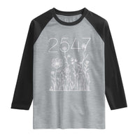 25 47 Floral Wildflower Subtle Graphic Raglan Shirt Political Satire Patriotic 25th Amendment