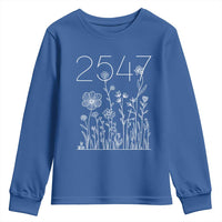 25 47 Floral Wildflower Subtle Graphic Youth Sweatshirt Political Satire Patriotic 25th Amendment