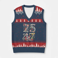 2547 Wildflower Floral Graphic V-Neck Knit Sweater Vest Subtle Coded 25th Amendment Political Satire Aesthetic