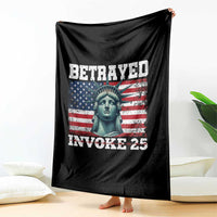 Betrayed Invoke 25 Statue of Liberty Crying Throw Blanket 25th Amendment Distressed Flag Political Satire Graphic