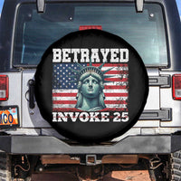 Betrayed Invoke 25 Statue of Liberty Crying Spare Tire Cover 25th Amendment Distressed Flag Political Satire Graphic
