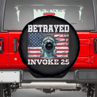 Betrayed Invoke 25 Statue of Liberty Crying Spare Tire Cover 25th Amendment Distressed Flag Political Satire Graphic