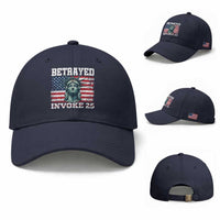 Betrayed Invoke 25 Statue of Liberty Crying Baseball Cap 25th Amendment Distressed Flag Political Satire Graphic