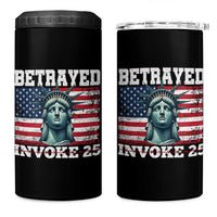 Betrayed Invoke 25 Statue of Liberty Crying 4 in 1 Can Cooler Tumbler 25th Amendment Distressed Flag Political Satire Graphic
