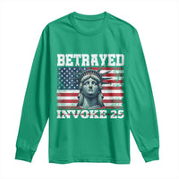 Betrayed Invoke 25 Statue of Liberty Crying Long Sleeve Shirt 25th Amendment Distressed Flag Political Satire Graphic