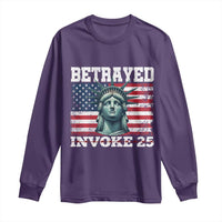 Betrayed Invoke 25 Statue of Liberty Crying Long Sleeve Shirt 25th Amendment Distressed Flag Political Satire Graphic