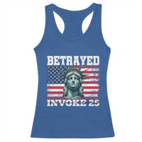 Betrayed Invoke 25 Statue of Liberty Crying Racerback Tank Top 25th Amendment Distressed Flag Political Satire Graphic