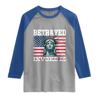 Betrayed Invoke 25 Statue of Liberty Crying Raglan Shirt 25th Amendment Distressed Flag Political Satire Graphic