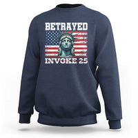 Betrayed Invoke 25 Statue of Liberty Crying Sweatshirt 25th Amendment Distressed Flag Political Satire Graphic