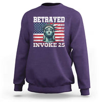 Betrayed Invoke 25 Statue of Liberty Crying Sweatshirt 25th Amendment Distressed Flag Political Satire Graphic