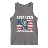 Betrayed Invoke 25 Statue of Liberty Crying Tank Top 25th Amendment Distressed Flag Political Satire Graphic