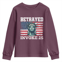 Betrayed Invoke 25 Statue of Liberty Crying Youth Sweatshirt 25th Amendment Distressed Flag Political Satire Graphic
