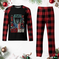 25th Amendment Now 2547 Plaid Pajama Set Statue of Liberty Floral Political Statement Graphic