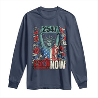 25th Amendment Now 2547 Long Sleeve Shirt Statue of Liberty Floral Political Statement Graphic