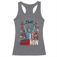 25th Amendment Now 2547 Racerback Tank Top Statue of Liberty Floral Political Statement Graphic