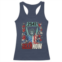 25th Amendment Now 2547 Racerback Tank Top Statue of Liberty Floral Political Statement Graphic