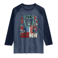 25th Amendment Now 2547 Raglan Shirt Statue of Liberty Floral Political Statement Graphic