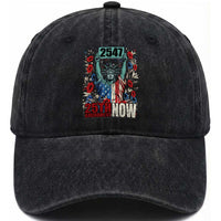 25th Amendment Now 2547 Washed Cotton Baseball Cap Statue of Liberty Floral Political Statement Graphic
